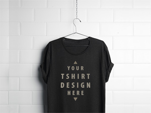 Realistic Hanging T-Shirt Mockup
