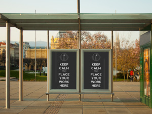 City Bus Stop Billboard Mockup