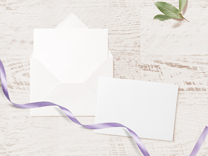 Wedding Invitation Card & Envelope Mockup
