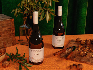 Free Wine Bottles Mockup