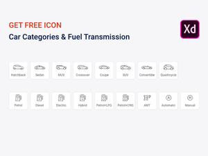 Cars, Fuel & Transmission Line icons