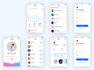 Hummingbird – Music App Screens
