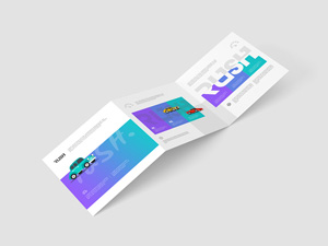 Square Trifold Brochure Mockups Z-Fold