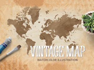 Vintage Watercolor Map Illustration