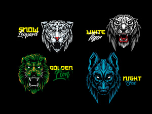 Wild Animal Head Illustration Vector