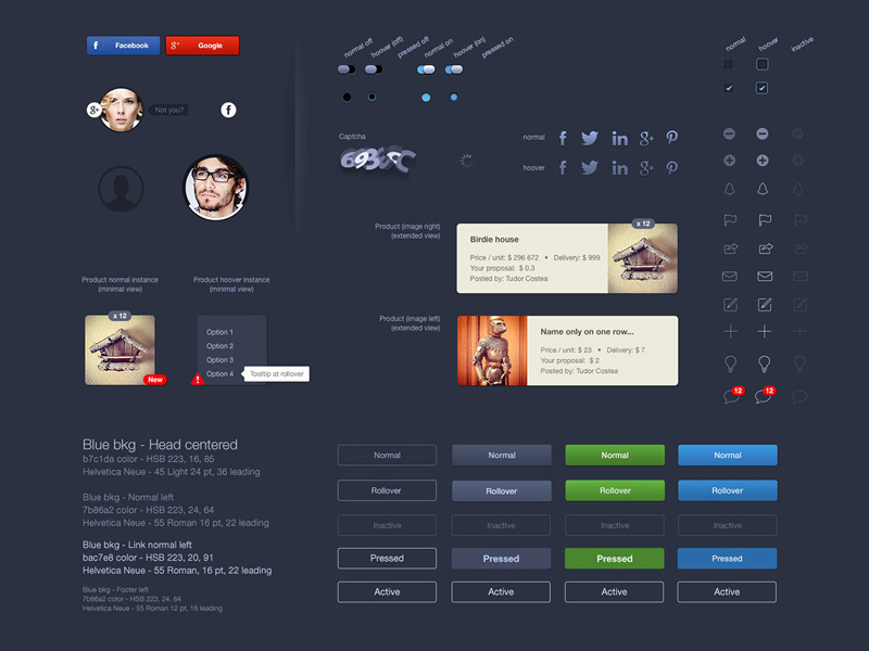 Dark Blue W UI Kit