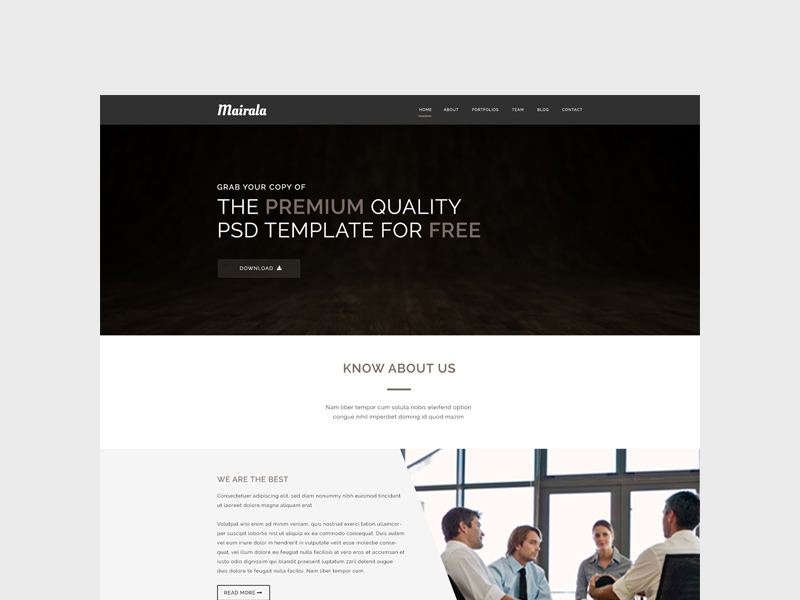 Mairala – One Page Corporate Agency Template