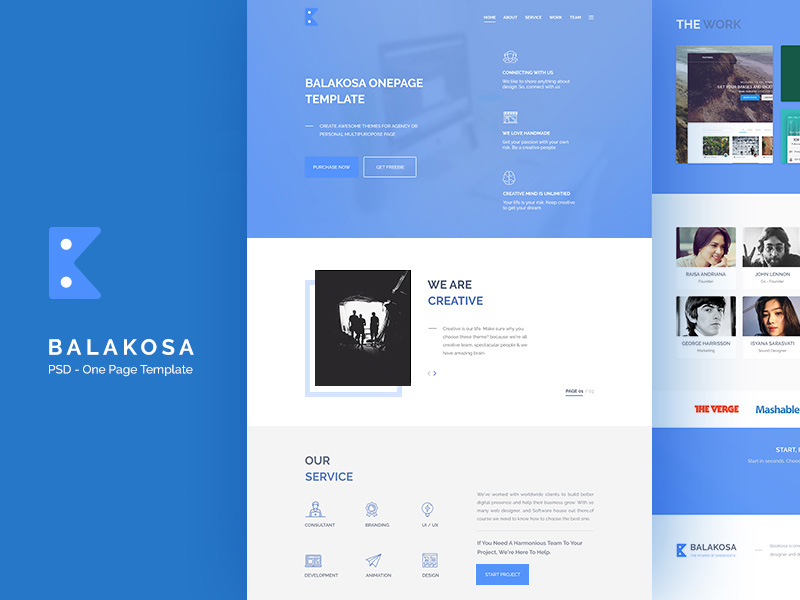 Balakosa One Page Template