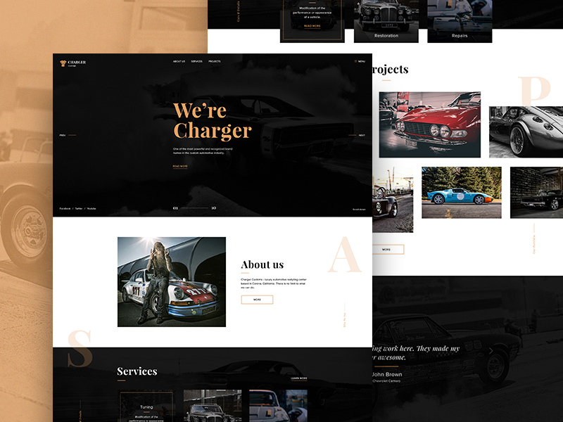 Charger Customs – PSD Website Template