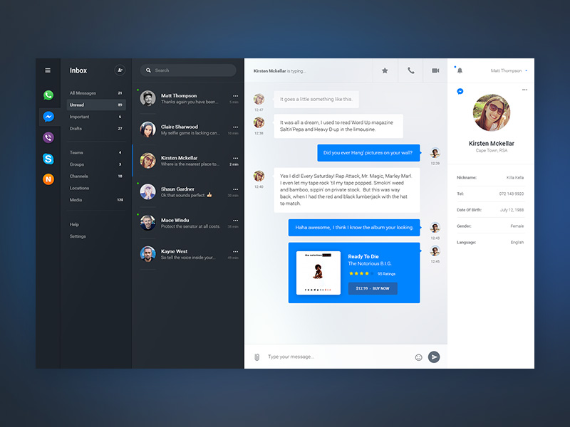 IM Chat Dashboard | Free PSD Template | PSD Repo