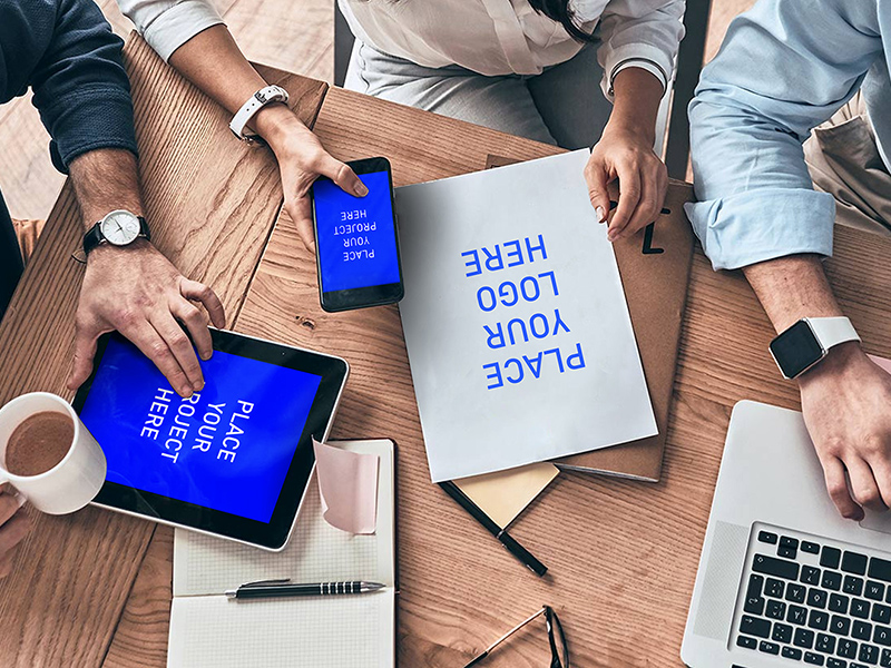 Devices On Desk Mockup