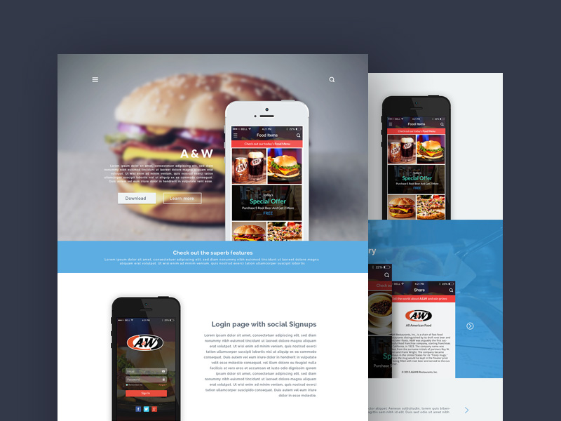 A&W App Landing Page