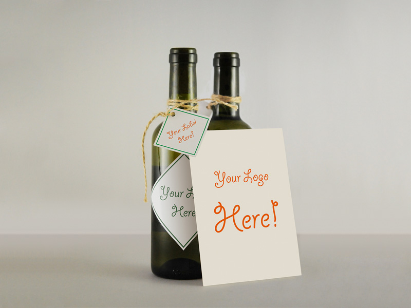 Wine Bottle & Greeting Card Mockup