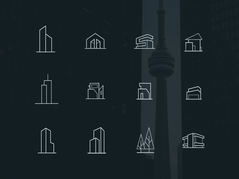 Minimal Architecture Line Icons