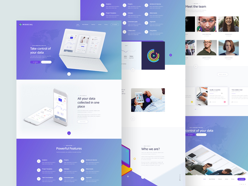 Misocial Website Template | Free PSD Template | PSD Repo