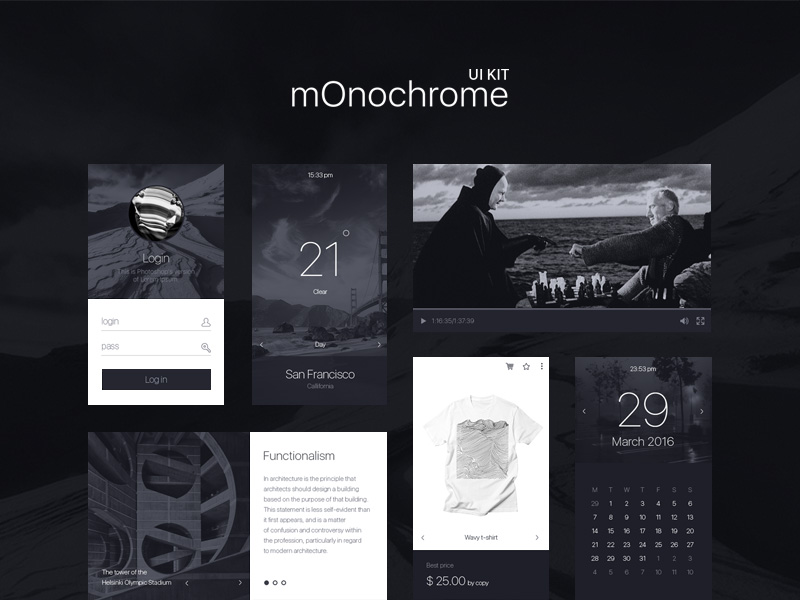 Monochrome UI Kit