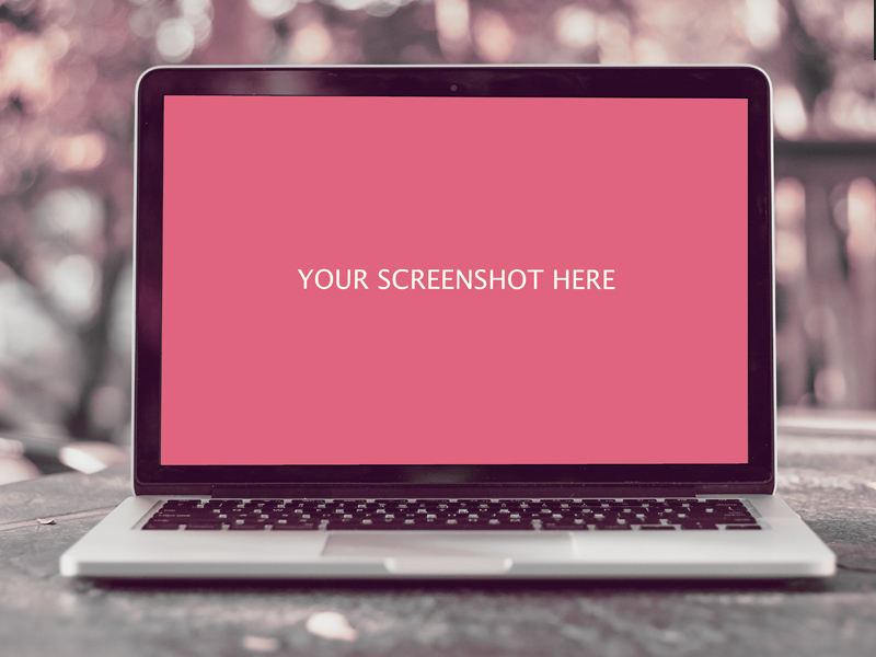 MacBook Mockup With Outdoor Blurred Background