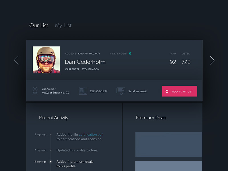 User Profile View